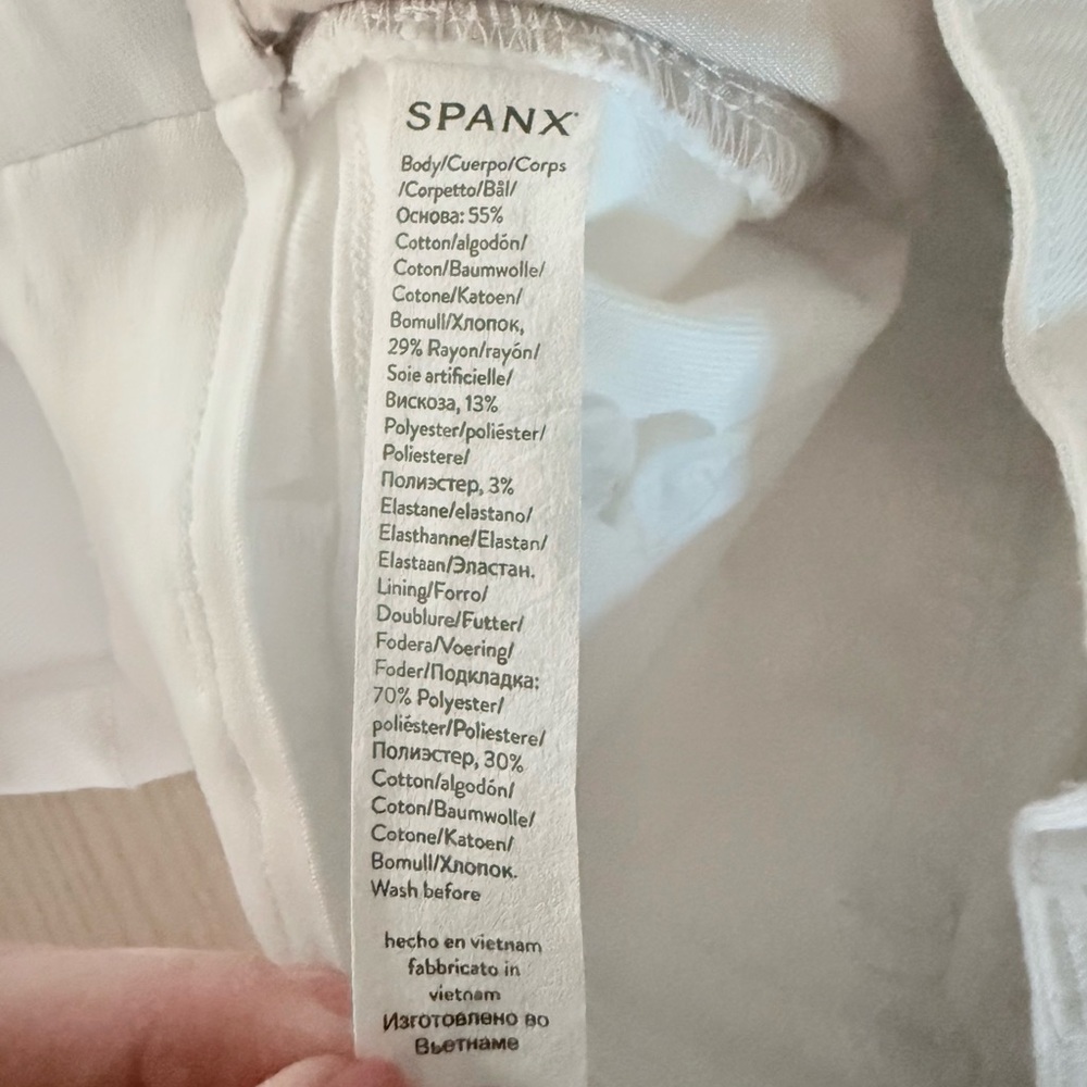SPANX White Twill Wide Leg Cropped Pull-On Pants, Medium, Sailor Button Stretch - Picture 11 of 11